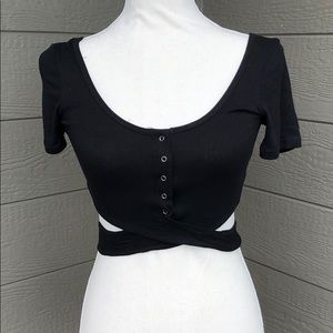Olivaceous Wrap Around Mini Crop Top